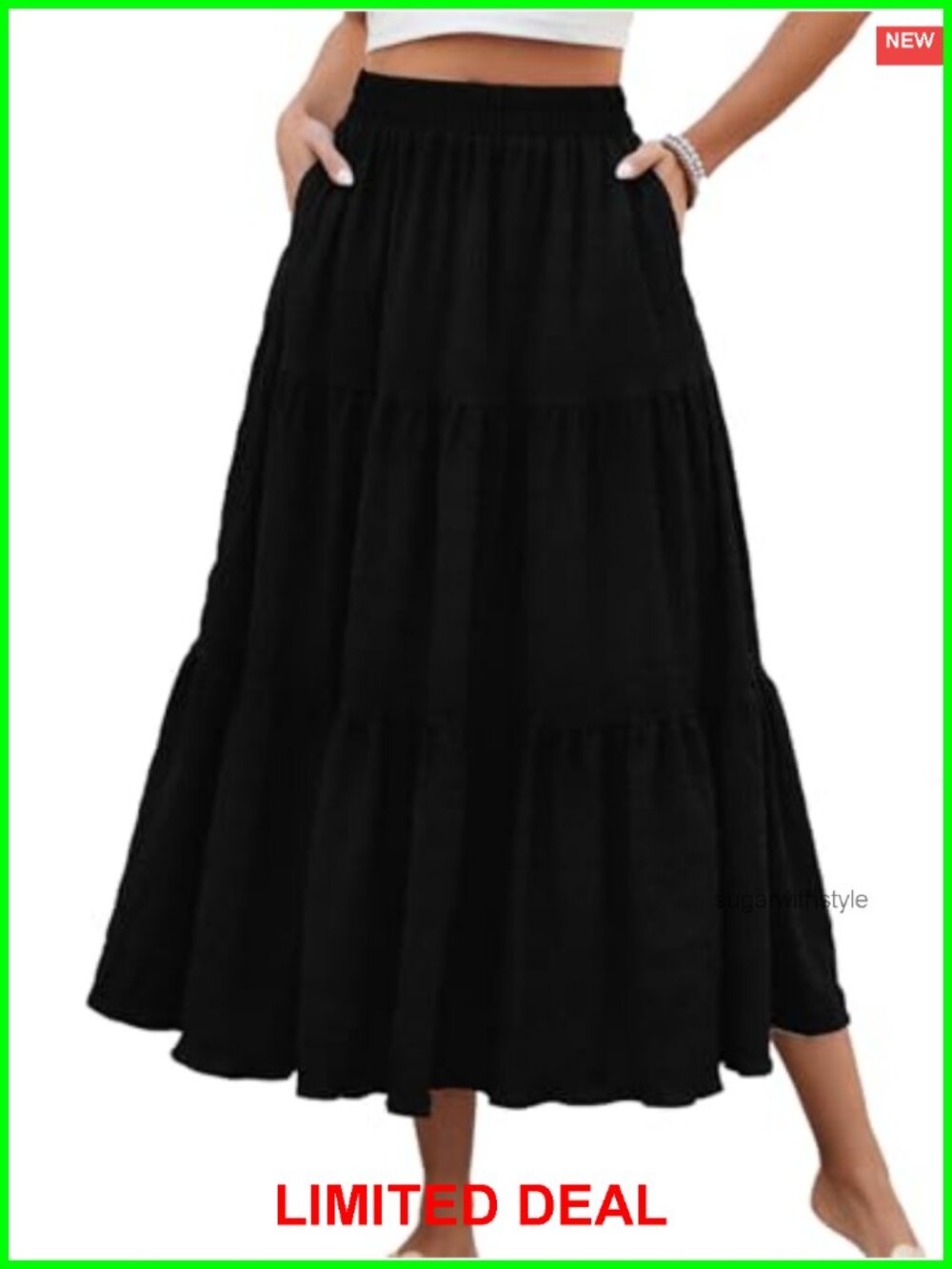 Women's Smock Layered Tiered Maxi Skirt High Waisted A Line Flowy Long Skirt